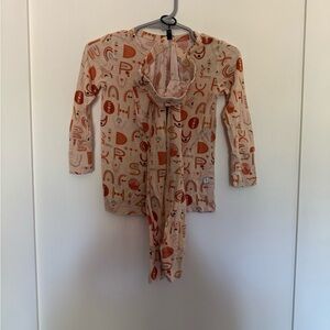 Posh Peanut Cream and Orange Baby pajama set- alphabet
